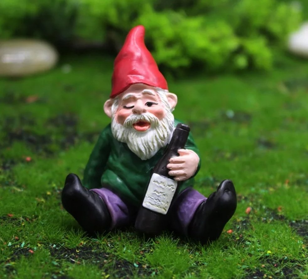 mini drunk garden gnome set