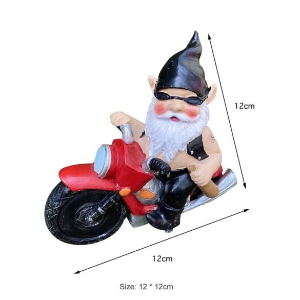 resin riding motor gnome sculpture dwar