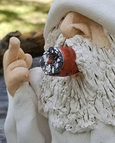 smoking wizard big tongue gnome statue