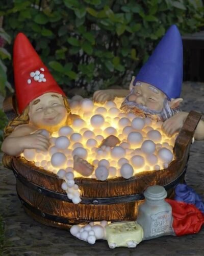 time bubble bath gnomes statue