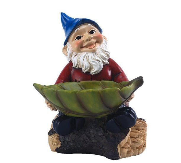 Gnome Holding a Large Leaf - The Gnome Shop