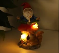 Gnome on Mushroom with Ligths
